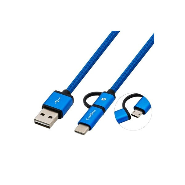 Coolbox cable multiusb micro/c azul