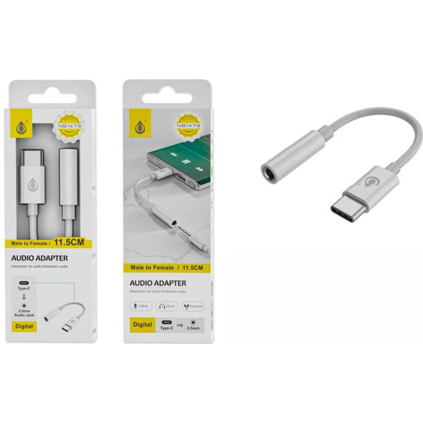 Jc nb1473 blanco / adaptador de audio usb-c (macho) a jack 3.5mm (hembra)