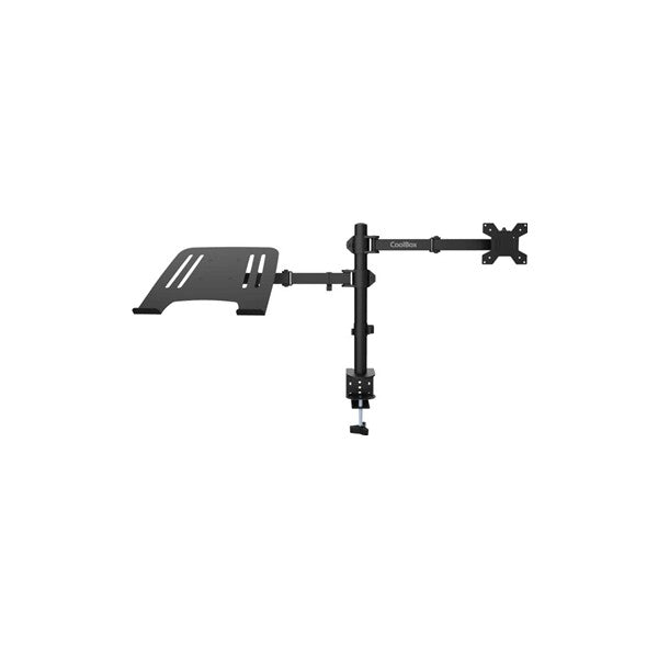 Coolbox soporte monitor+portátil monobrazo acero